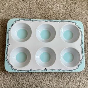 Martha Stewart Whim Collection Ceramic Muffin Tray Light Blue & White – 6 Cup
